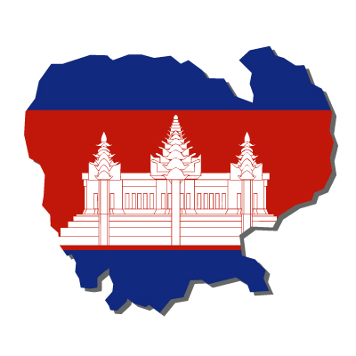 カンボジア王国無料フリーイラスト｜無地・国旗付